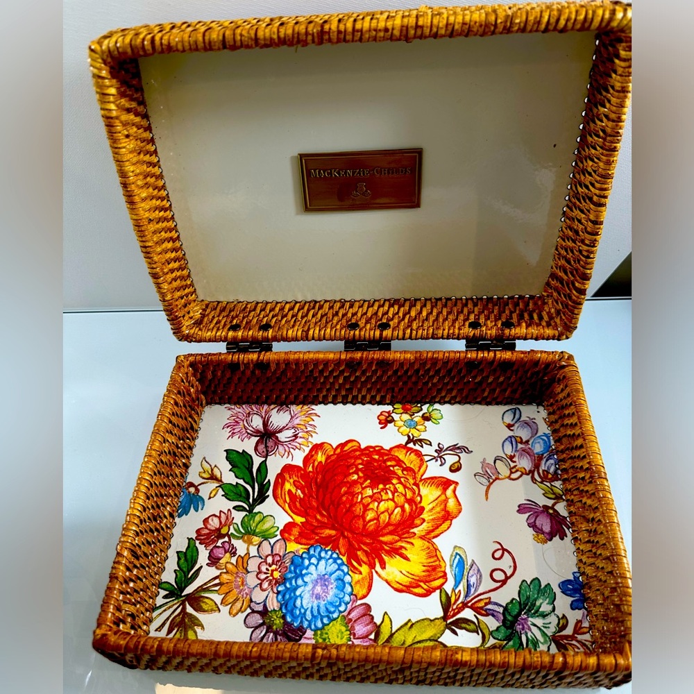 Mackenzie Childs wicker enamel box
